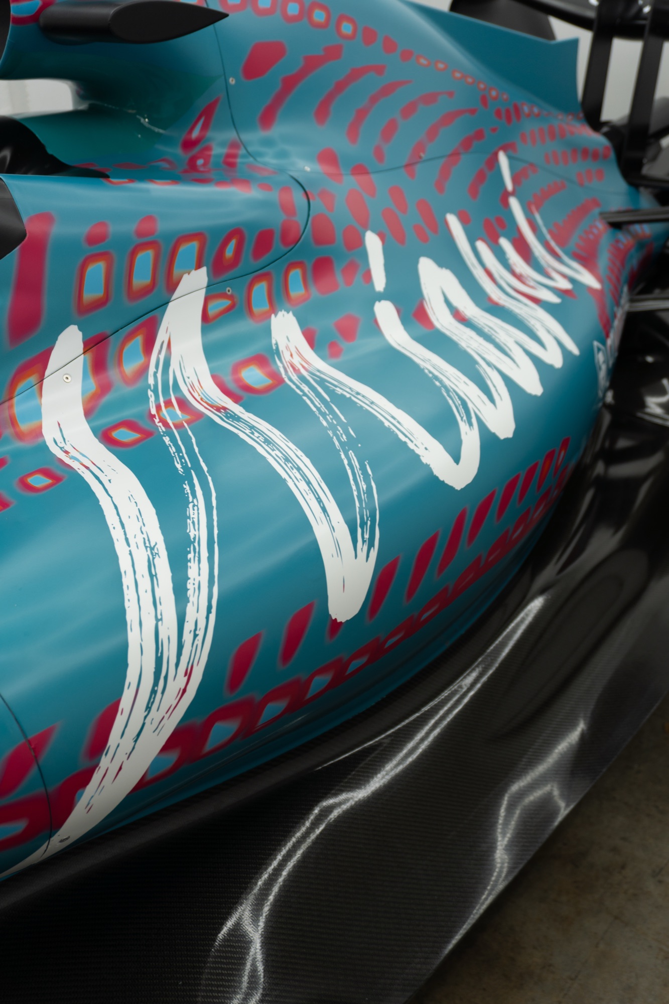 Macro detail of the print quality on the Miami script lettering