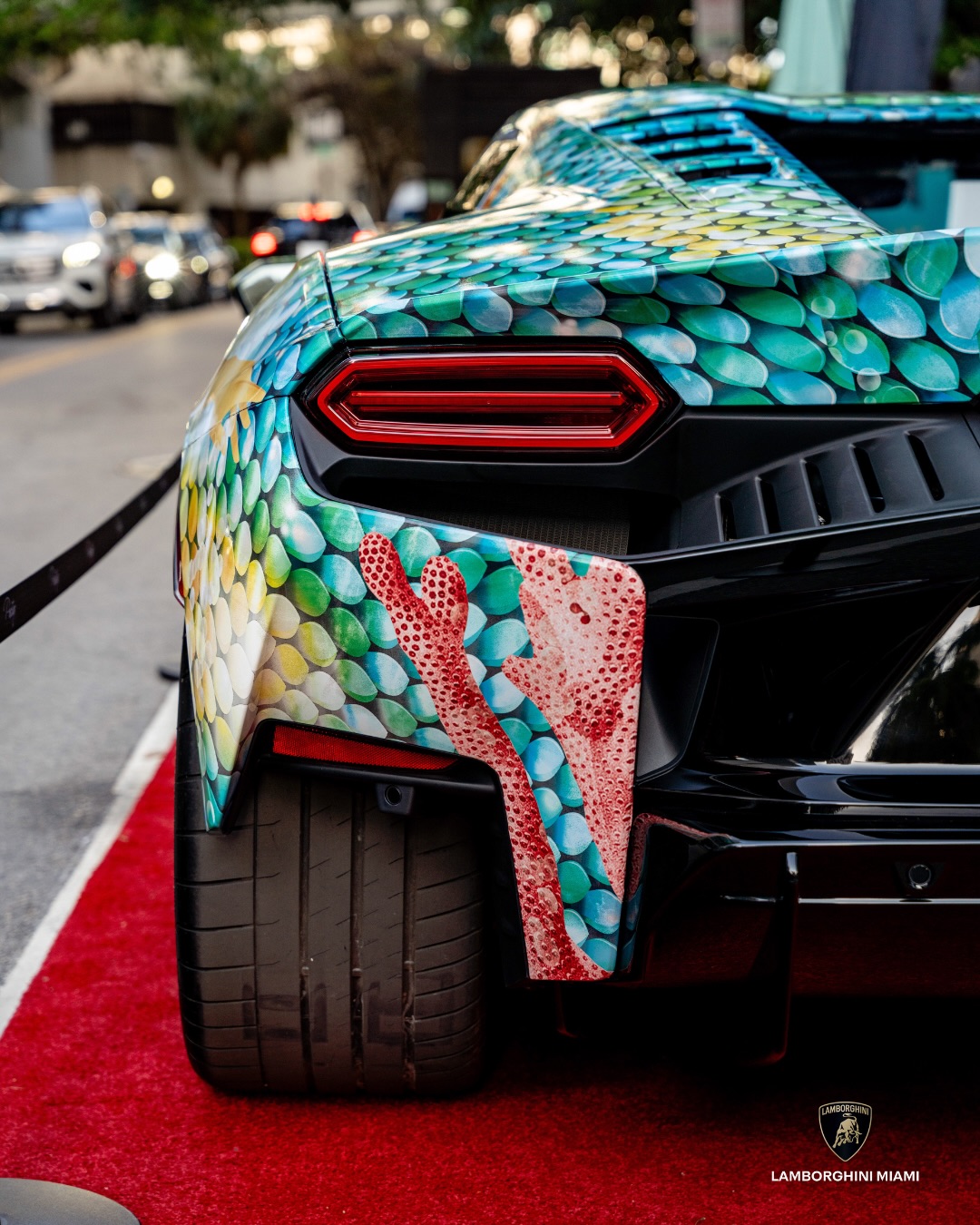 Close-up of the rear quarter panel showing print and panel alignment detail