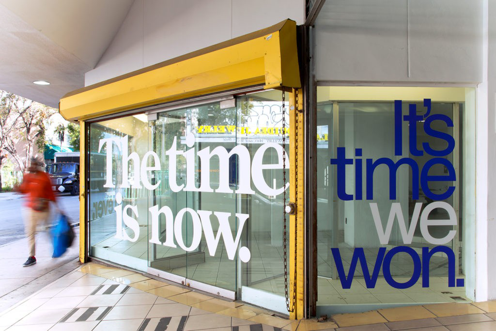 Storefront window and signage graphics before and after, North Miami